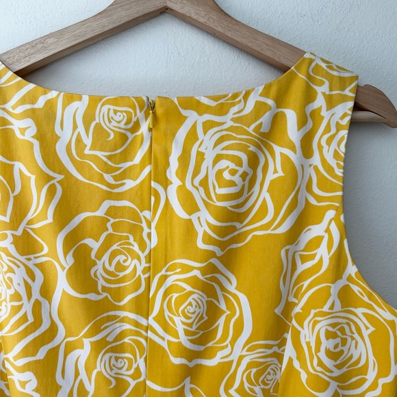 Brooks Brothers Size 14 Yellow & White Floral Print Sleeveless Midi Dress - Picture 4 of 5